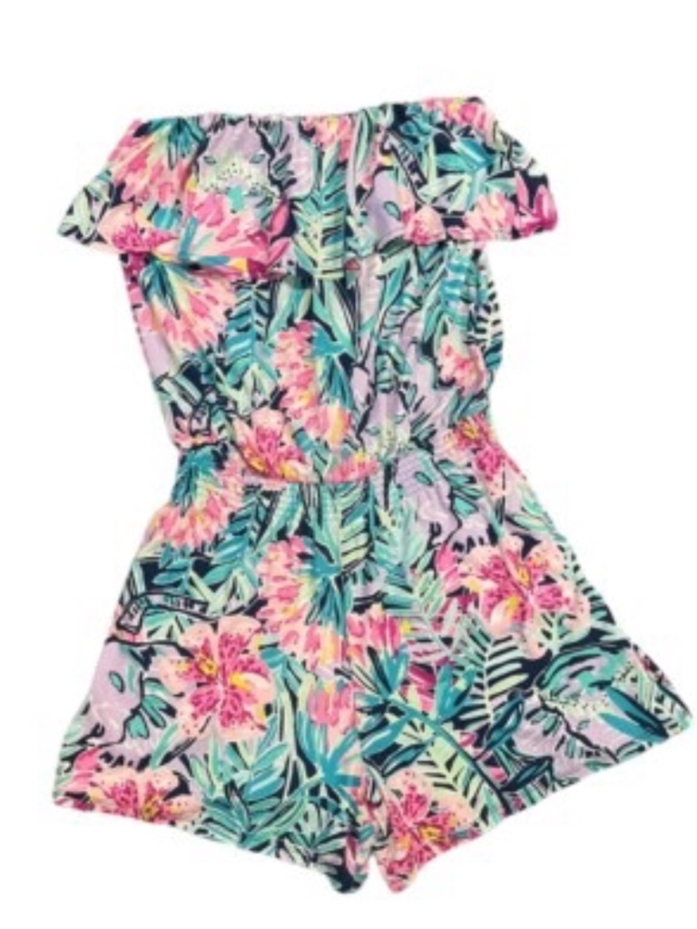 Lilly Pulitzer Anja Strapless Romper Pink Blue Green Size XS